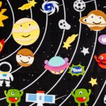 kolorowa mata edukacyjna z motywem kosmosu dla dzieci